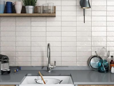 Experience Simplicity With Stacked Design On White Metro Tiles